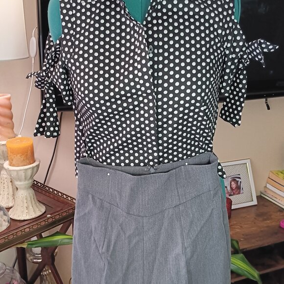 2 For $30 MILLY BLOUSE  S POLKA DOT COLD SHOULDER COTTON PARISIAN BLOUSE 8 - Picture 7 of 11